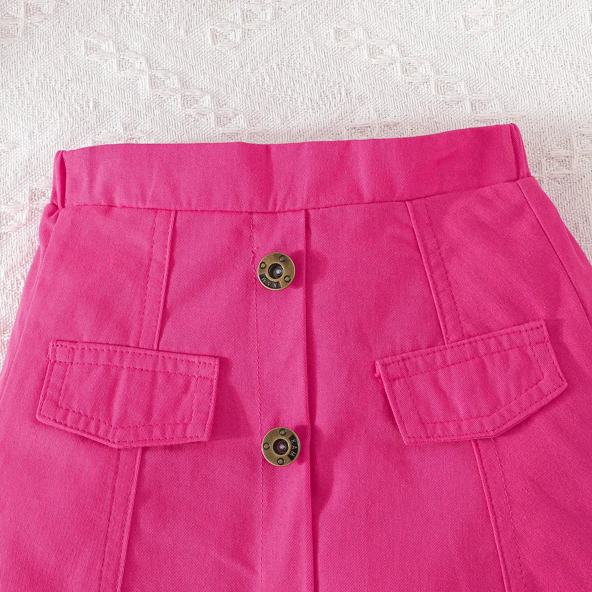 Girls Fuchsia Self-Design Crop Length Top With Skirt Sets 2 pc. Sets