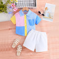 Girls Striped Colorblocked Shirt with Shorts Set Sets Multicolor 2-3 Y
