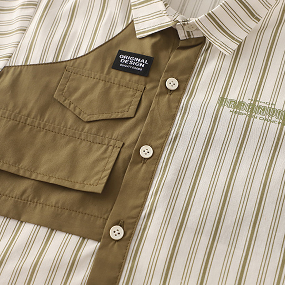 Boys Green Striped Short Sleeves Shirt With T-Shirt And Shorts Set Sets