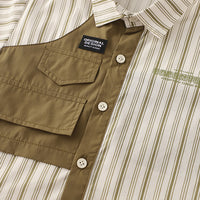 Boys Green Striped Short Sleeves Shirt With T-Shirt And Shorts Set Sets