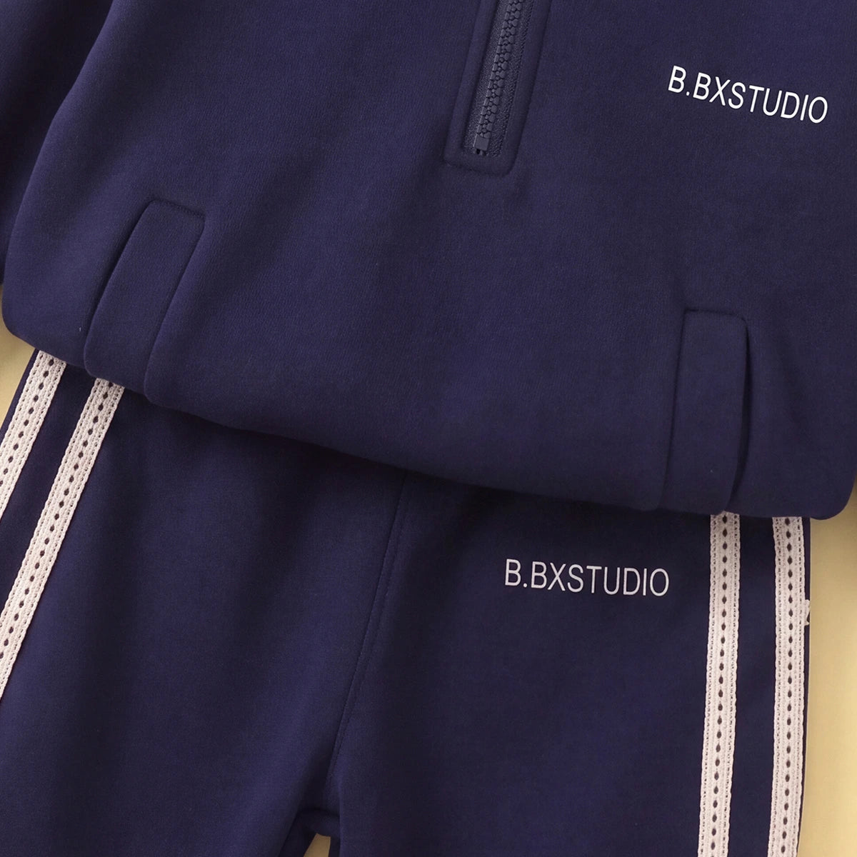 Boys Dark Blue Solid Sweatshirt With Pants Co-ord Set 2 pc. Sets