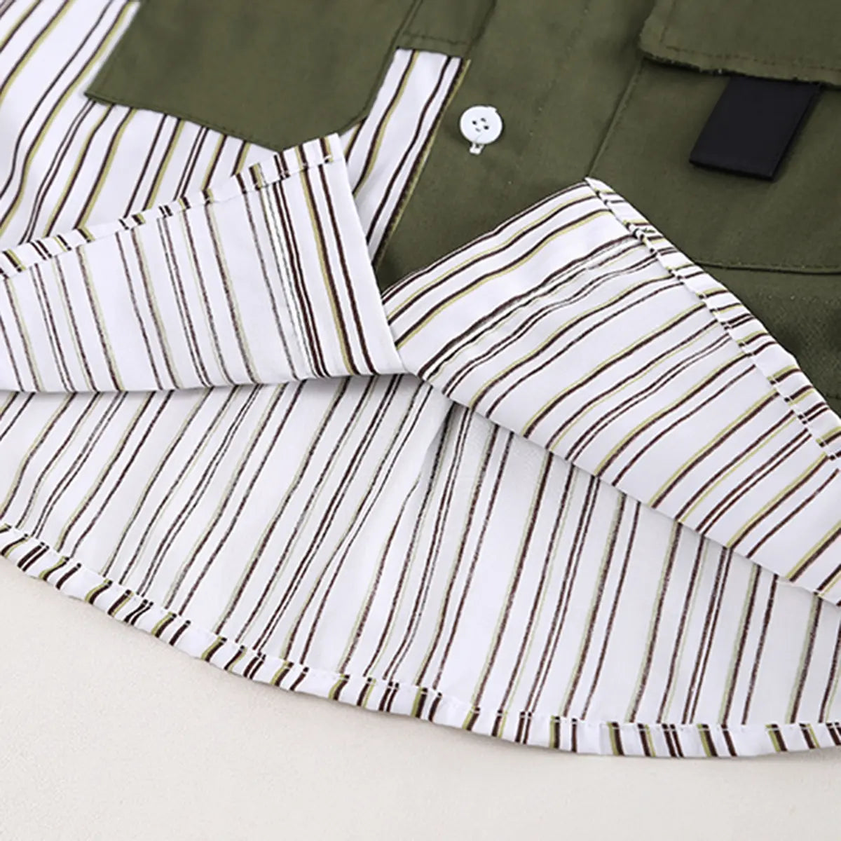 Boys Green Stripes Shirt With Denim Jogger Sets Sets