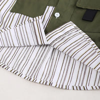 Boys Green Stripes Shirt With Denim Jogger Sets Sets