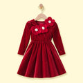 Girls Red Floral Applique Fit & Flare Dress Casual Dresses Red 3-4 Y