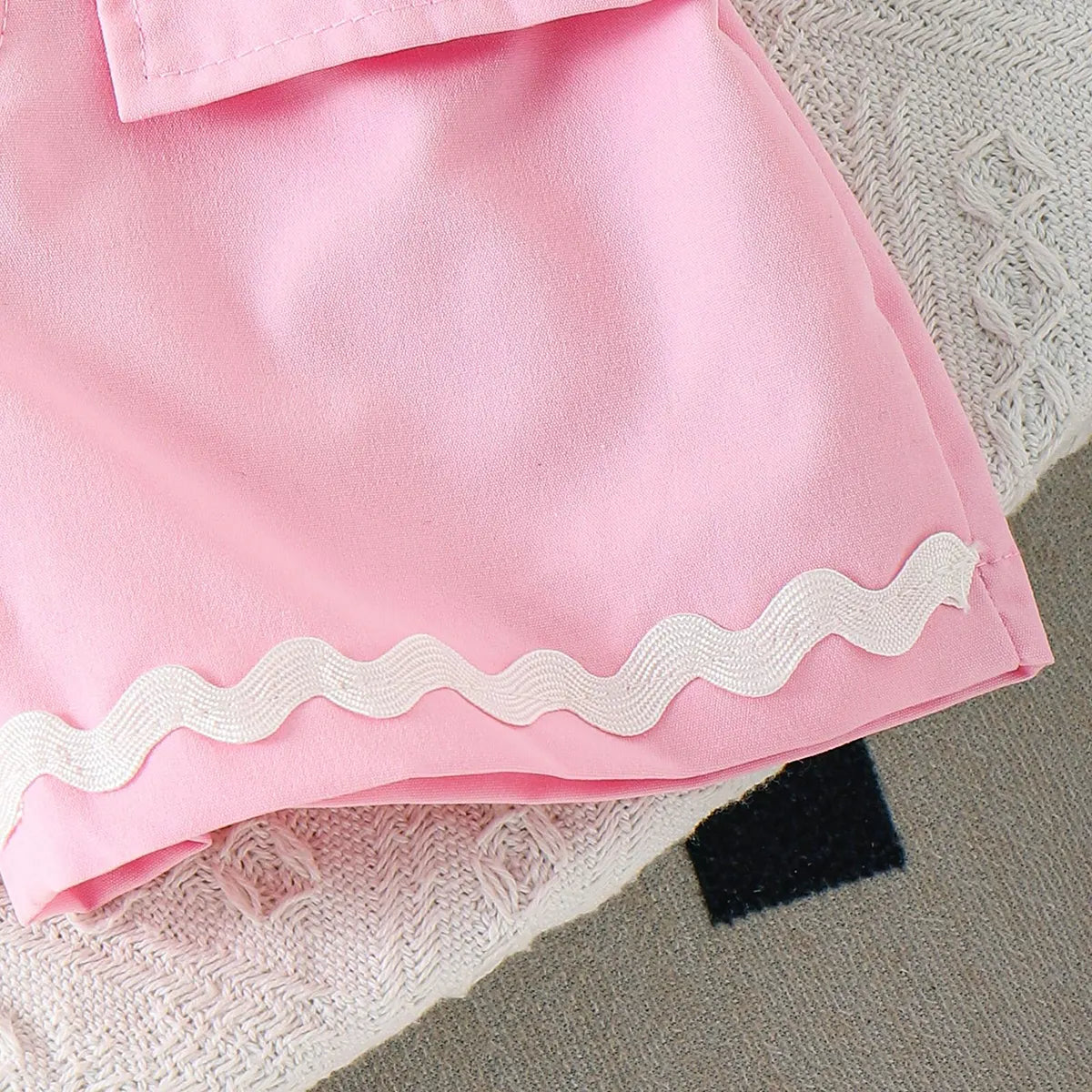 Girls Light Pink Ribbed Polo Top With Shorts Sets 2 pc. Sets