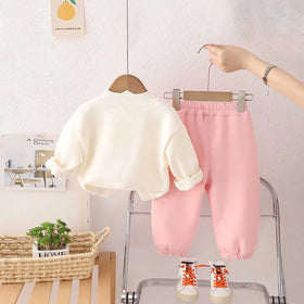 Girls Off White Floral Sweatshirt With Joggers Set Sets