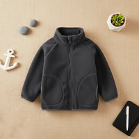 Boys Dark Grey Fleece Zip-up Jacket Coats & Jackets Dark Grey 1-2 Y