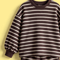 Girls Brown Striped Sweatshirt & Pants Co-ord Sets Sets