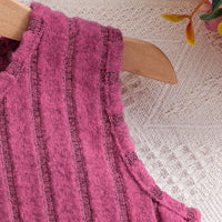 Girls Pink Textured Sleeveless A-line Dress Casual Dresses