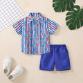 Boys Blue Stripes Short Sleeves Shirt With Shorts Set Sets Blue 1-2 Y