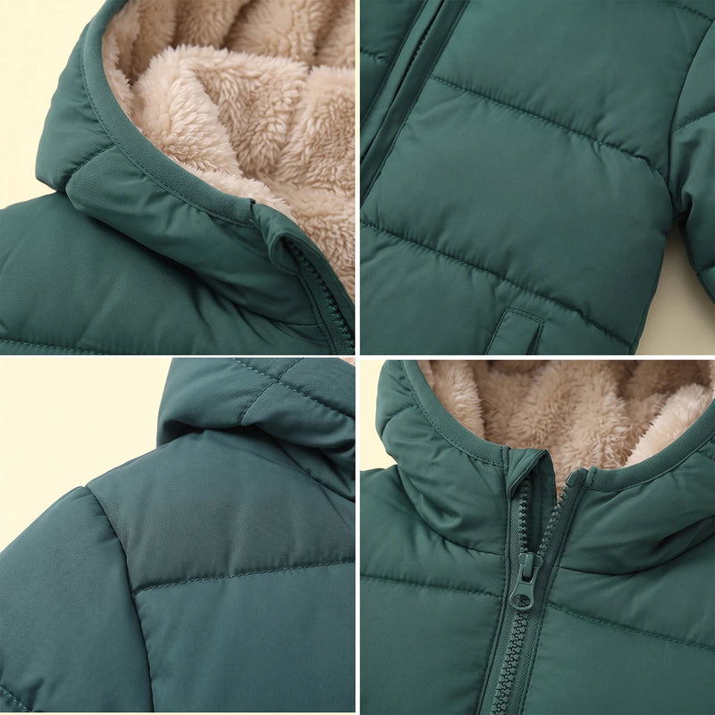 Boys Teal Hooded Zip-up Puffer Jacket Coats & Jackets