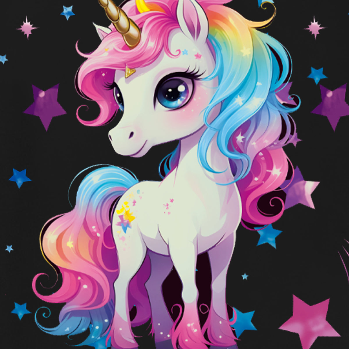 Girls Black Unicorn Printed Glow in the Dark T-Shirt & Pajama Winter Set 2 pc. Sets