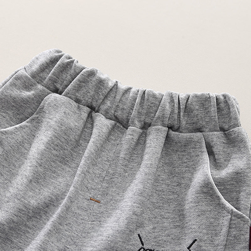 Boys Blue Abstract Printed Shacket With T-Shirt & Joggers Set Sets
