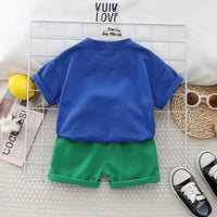 Boys Blue Bear Printed Short Sleeve T-Shirt With Shorts Sets 2 pc. Sets