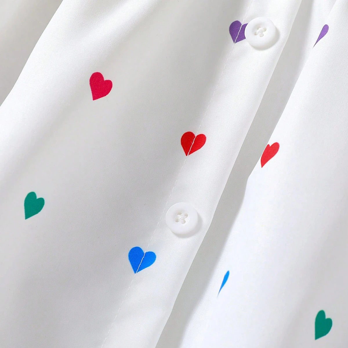 Girls White Heart Printed Sleeveless A-Line Dress Casual Dresses