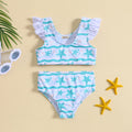 Girls White Starfish Print Top With Briefs Swimwear Sets Sets White 1-2 Y