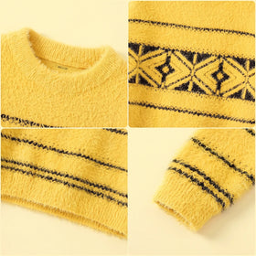 Boys Yellow Self-Design Regular Sweater Sweaters & Cardigans