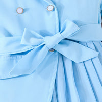 Girls Sky Blue Solid Summer Casual Blazer Dresses Casual Dresses
