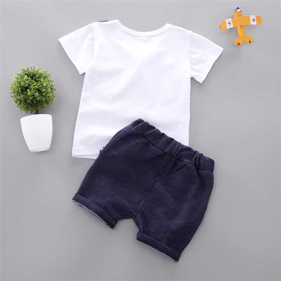 Boys Short Sleeve T-Shirt With Corduroy Shorts Set Sets   