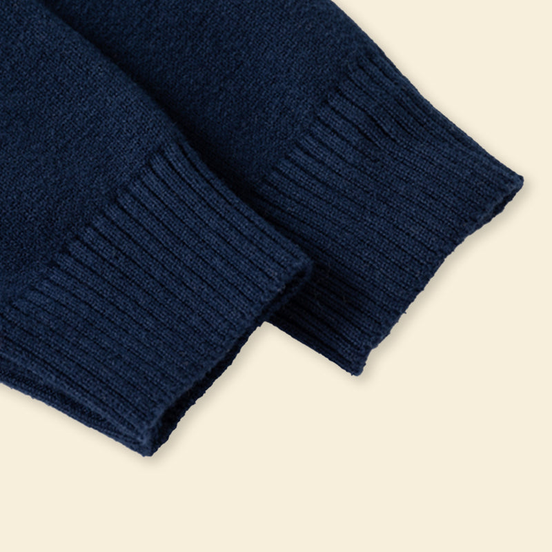 Boys Navy Blue Cardigan With Self-Design Stripe Patterns Sweaters & Cardigans