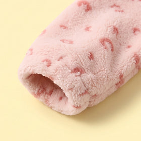 Girls Pink Leopard Printed Fleece Jacket & Pants Co-ord Sets Sets