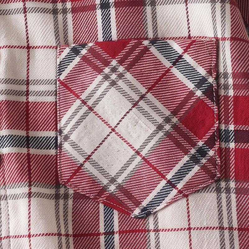 Boys Red Checked Long Sleeve Hooded Shirt Shirts
