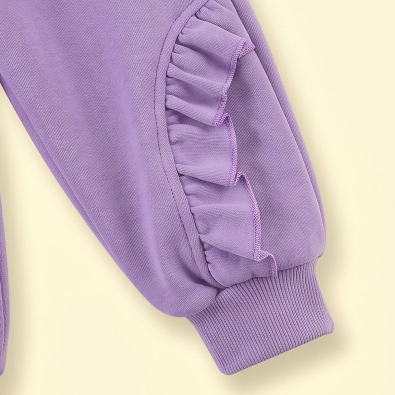 Girls Purple Peter Pan Collar Sweatshirt & Joggers Sets Sets