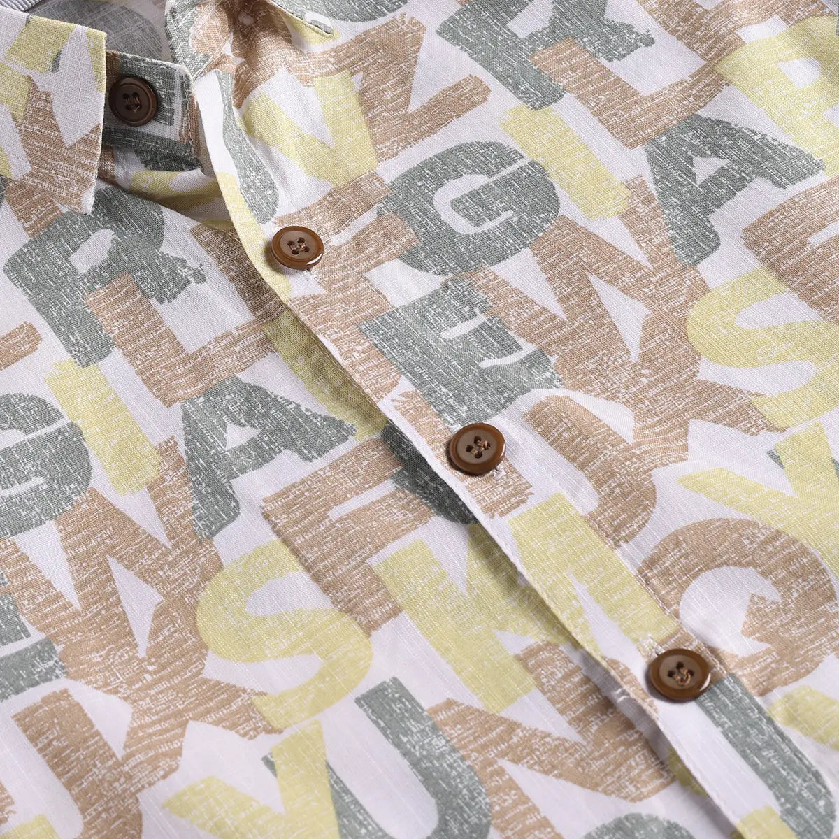 Boys Yellow Typographic Shirt With Printed T-Shirt And Twill Shorts Sets 3 pc. Sets