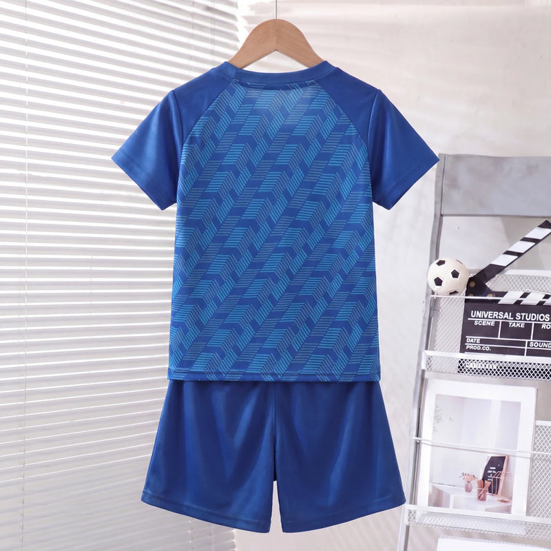 Boys Blue Short Sleeve Printed T-Shirt With Shorts Sets 2 pc. Sets