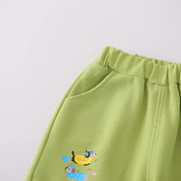 Boys Green Animal Graphic Short Sleeve Polo T-Shirt With Elasticated Shorts Sets 2 pc. Sets