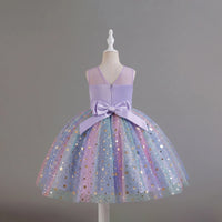 Girls Lavender Star Foil Print Sleeveless Fit & Flare Party Wear Dress Party Dresses