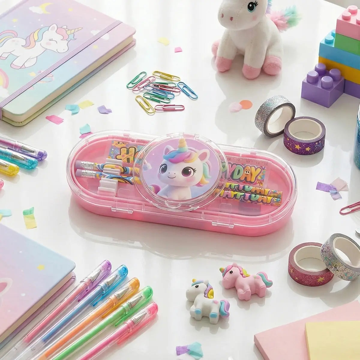 Cute Bunny Cartoon Pencil Pouch Set for Kids Hard Case Stationery Organize Trending Accessories
