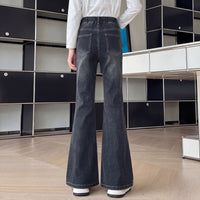 Girls Black Flared Denim Jeans Pants