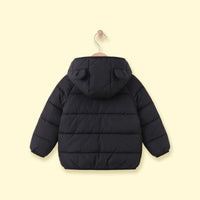 Boys Black Bear Ear On Hood Quilted Zip-up Jacket Coats & Jackets