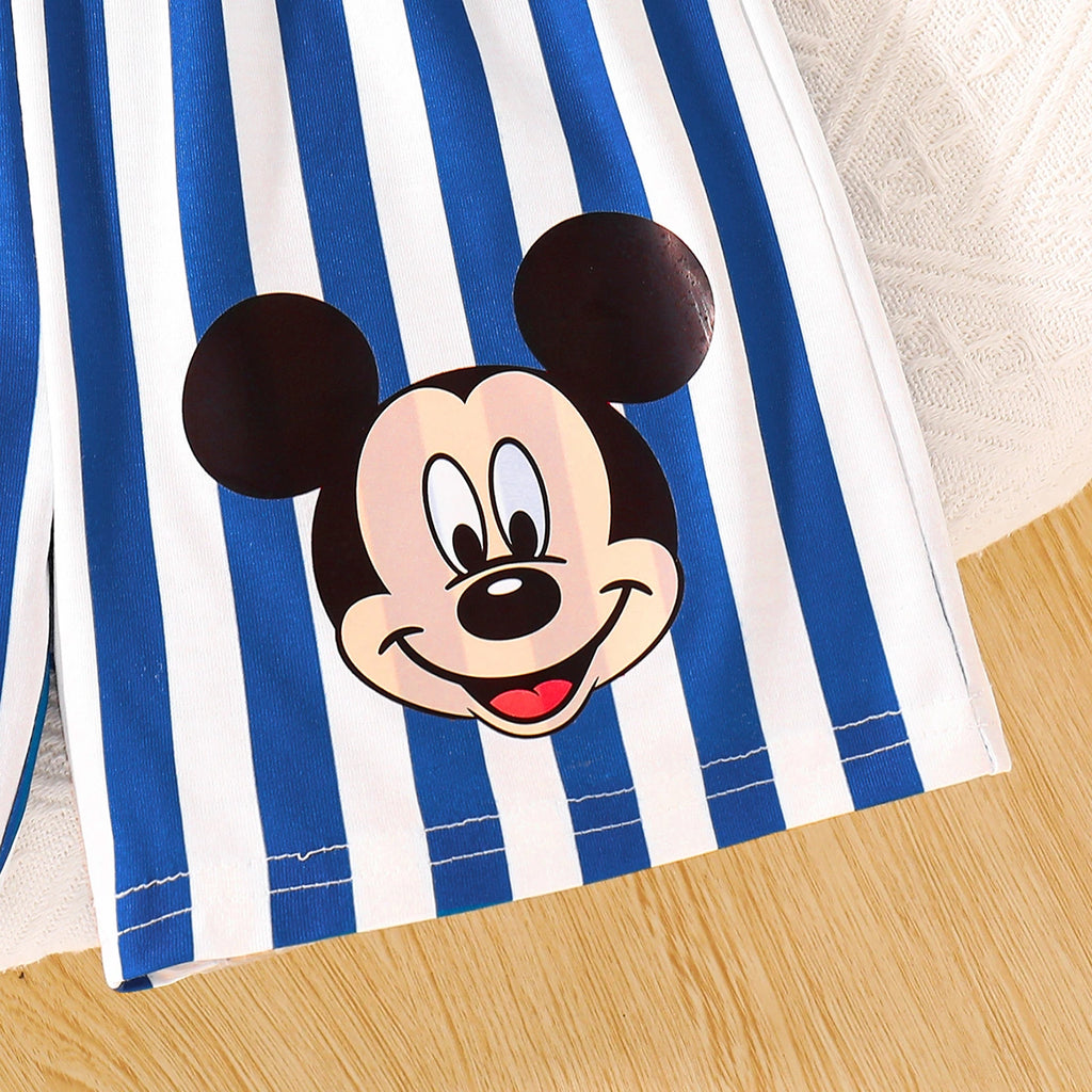 Boys Blue Mickey Mouse Print Short Sleeve T-Shirt With Shorts Sets 2 pc. Sets