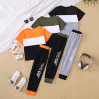 Boys Multicolor Short Sleeve T-Shirt With Pants Set ( Pack Of 3 ) 2 pc. Sets