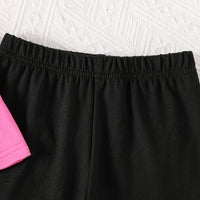 Girls Fuchsia Short Sleeves Tee with Shorts Set Sets