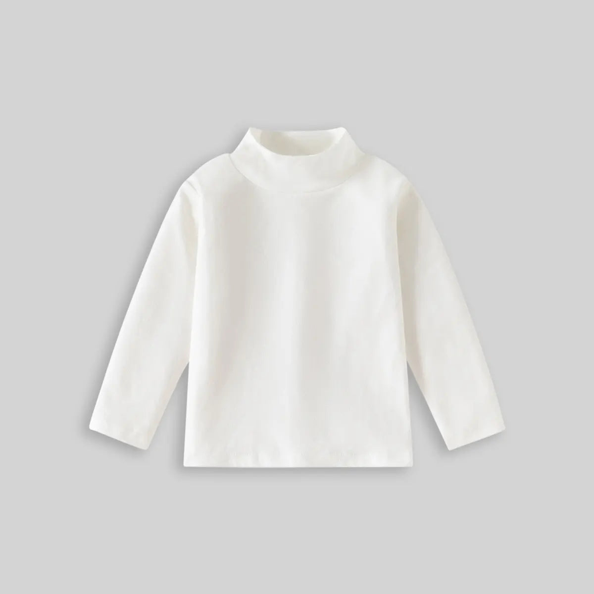 Boys White Mock-neck T-Shirt With Long Sleeves Tshirts