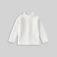 Boys White Mock-neck T-Shirt With Long Sleeves Tshirts