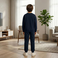 Boys Navy Blue Dinosaur Graphics Round Neck Sweatshirt With Joggers Sets 2 pc. Sets