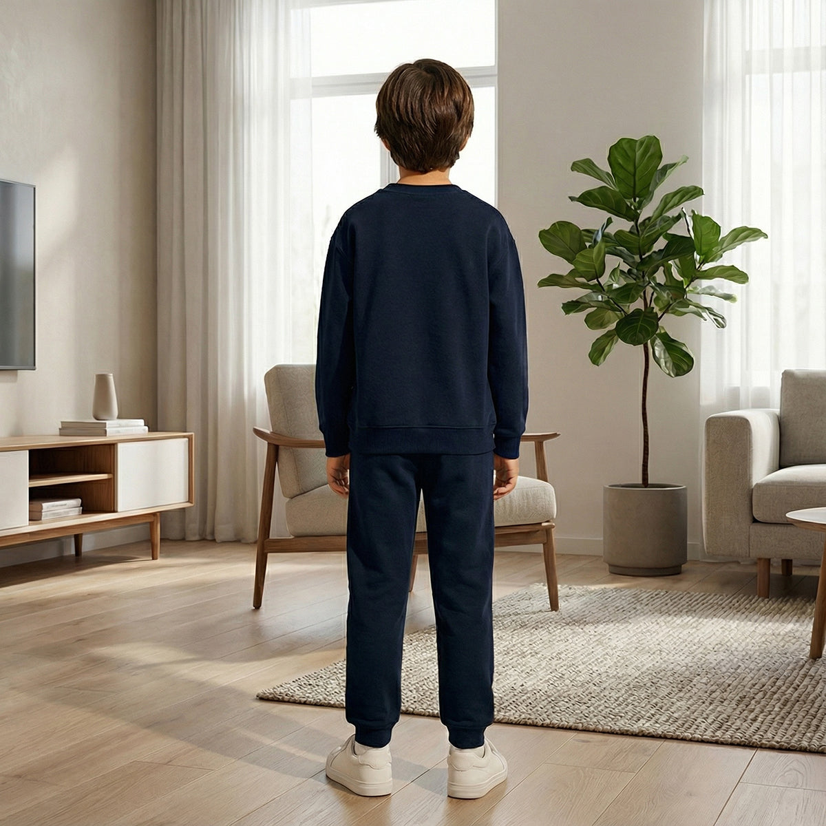 Boys Navy Blue Dinosaur Graphics Round Neck Sweatshirt With Joggers Sets 2 pc. Sets