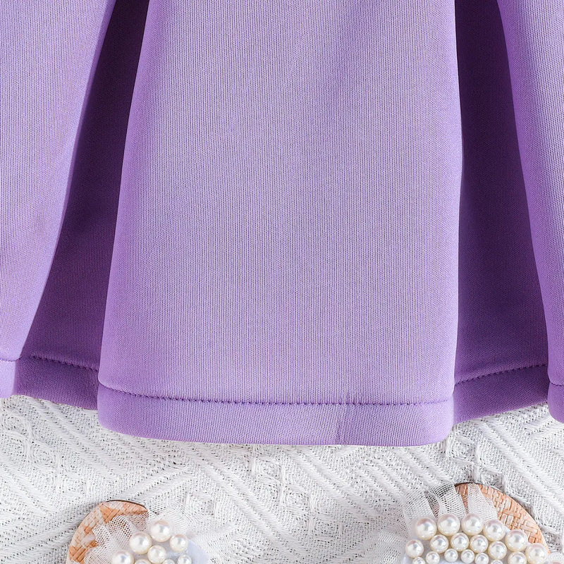 Girls Purple Sleeveless Dress with 3D Flower Embellishment Casual Dresses