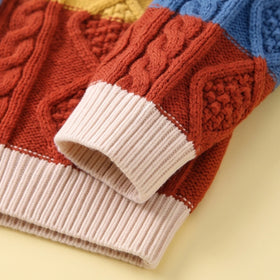 Boys Multicolour Cable Knit Long Sleeve Cardigan Sweaters & Cardigans