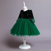 Girls Long Sleeves Velvet Party Wear Dress Party Dresses   