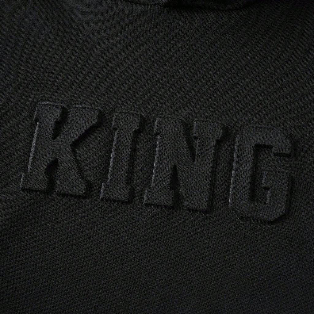 Boys Black Embossed King Printed Hooded Sweatshirt Sweatshirts & Hoodies