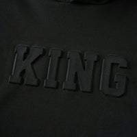 Boys Black Embossed King Printed Hooded Sweatshirt Sweatshirts & Hoodies