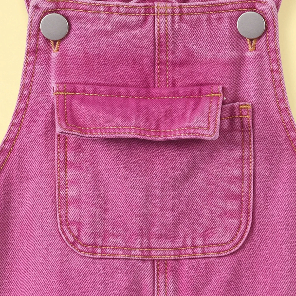 Girls Fuchsia Denim Bow Applique Dungaree Jumpsuits