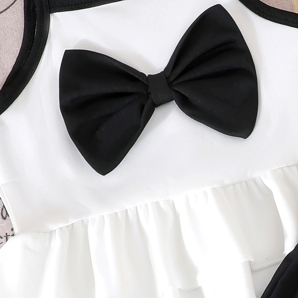 Girls White Bow Applique Peplum Top With Shorts Sets 2 pc. Sets