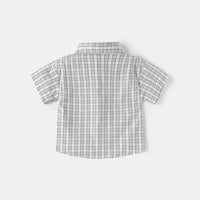 Boys Light Blue Checked Shirt with Bear Patch Pocket Shirts