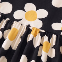 Girls Black Floral Print Long Sleeve Fit & Flare Dress Casual Dresses